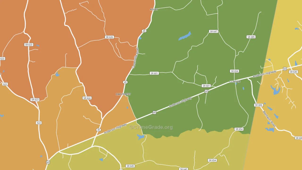 Oak Forest, VA Map of Burglary Rates
