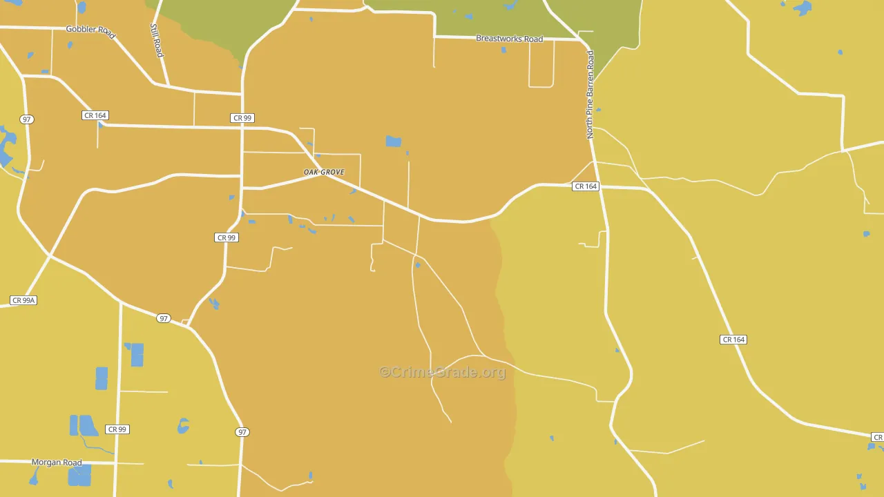 Oak Grove, FL Map of Burglary Rates