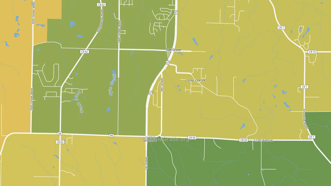 Oak Grove, IL Map of Burglary Rates