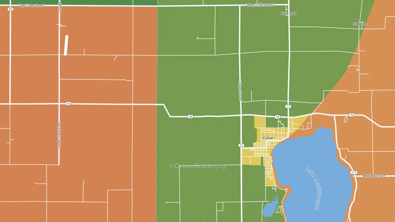 Oak Grove, IN Map of Burglary Rates