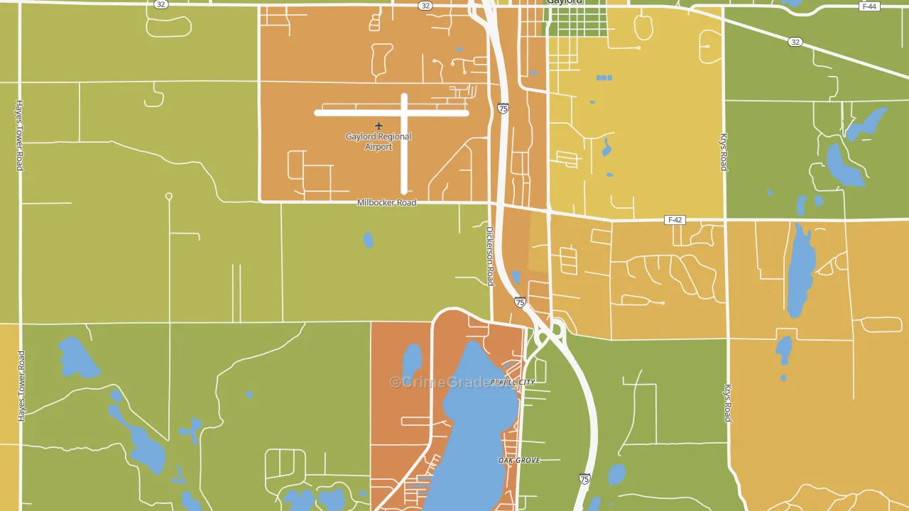 Oak Grove, MI Map of Burglary Rates