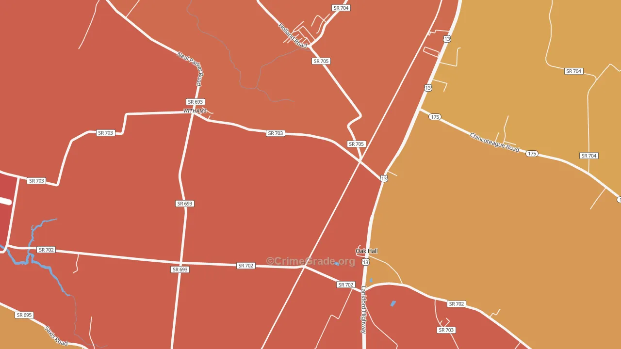 Oak Hall, VA Map of Burglary Rates
