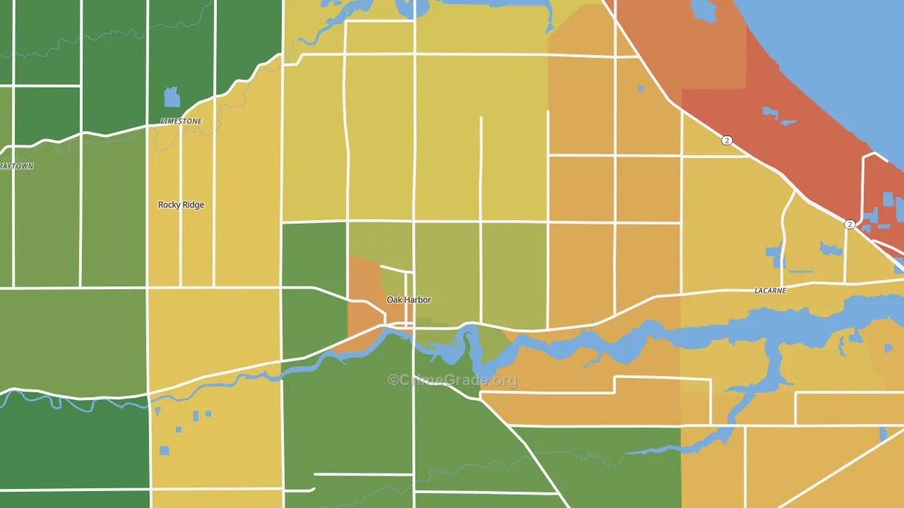 Oak Harbor, OH Map of Burglary Rates
