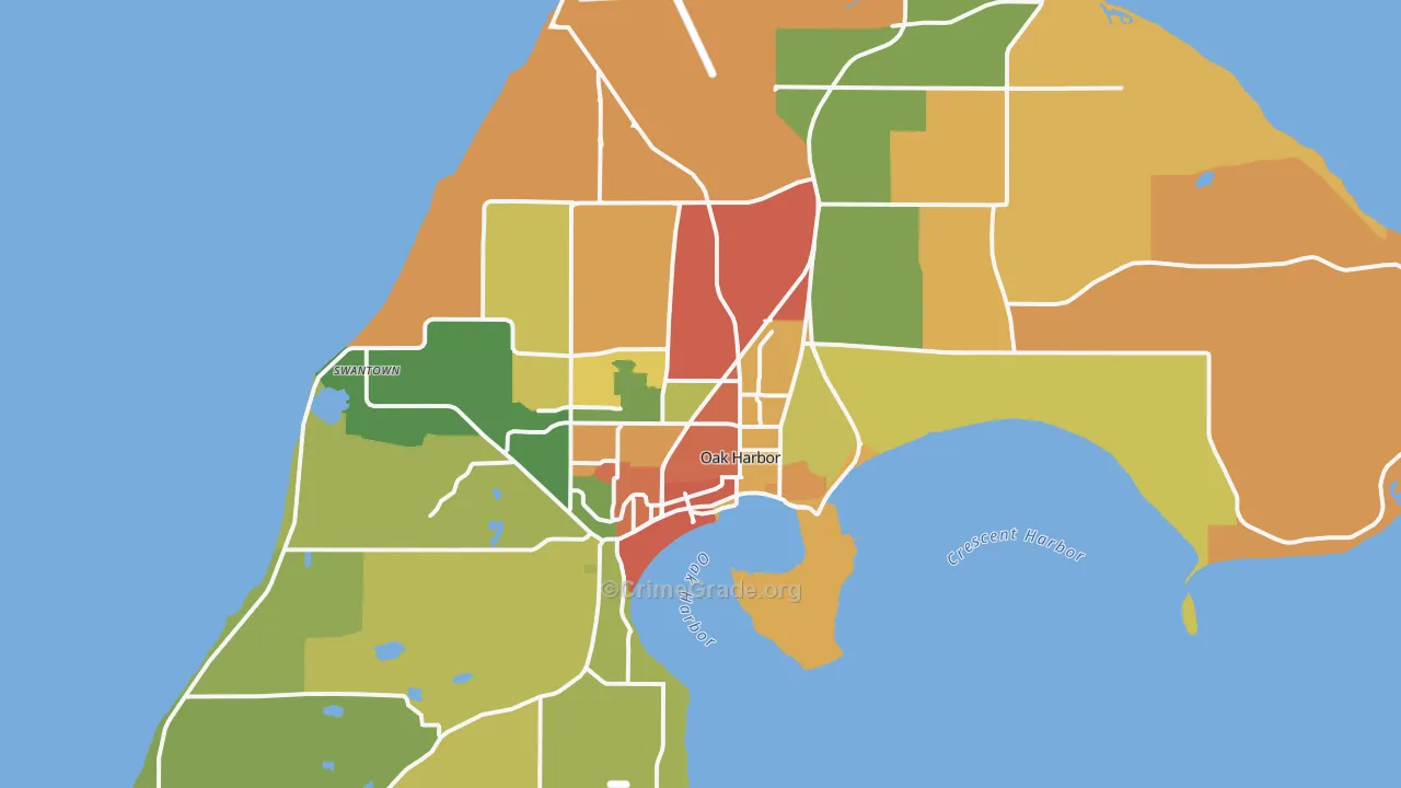 Oak Harbor, WA Map of Burglary Rates