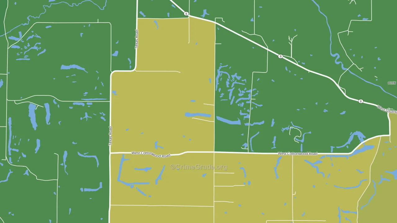 Oak Hill, IL Map of Burglary Rates