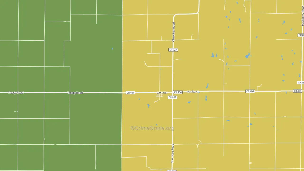 Oak Hill, KS Map of Burglary Rates