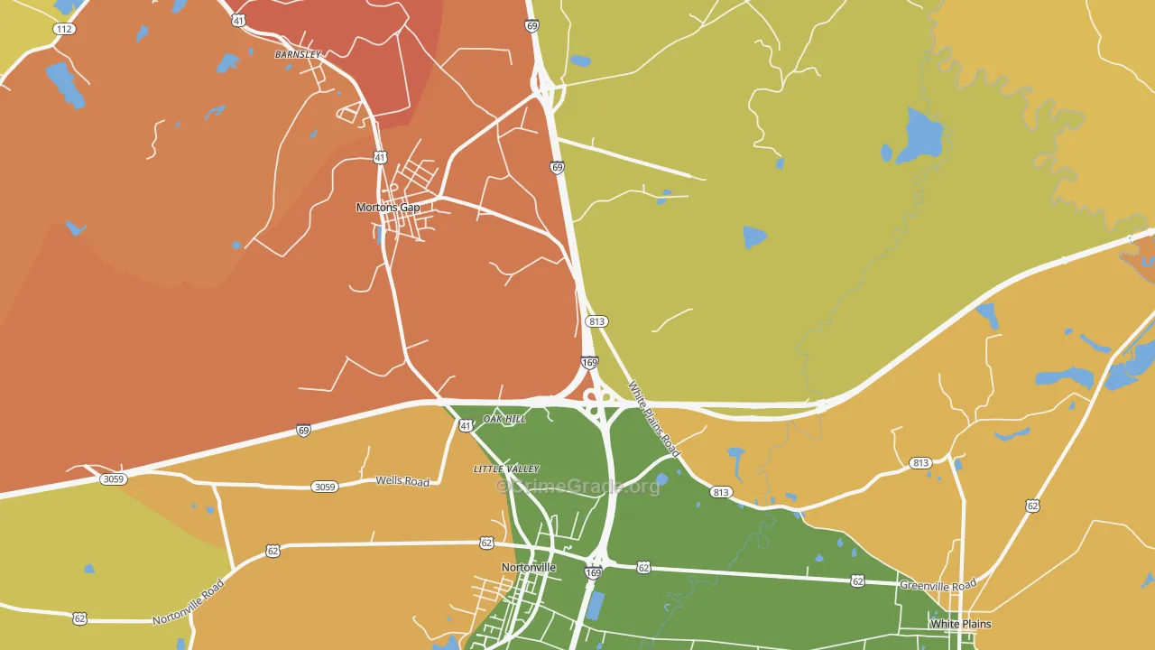 Oak Hill, KY Map of Burglary Rates
