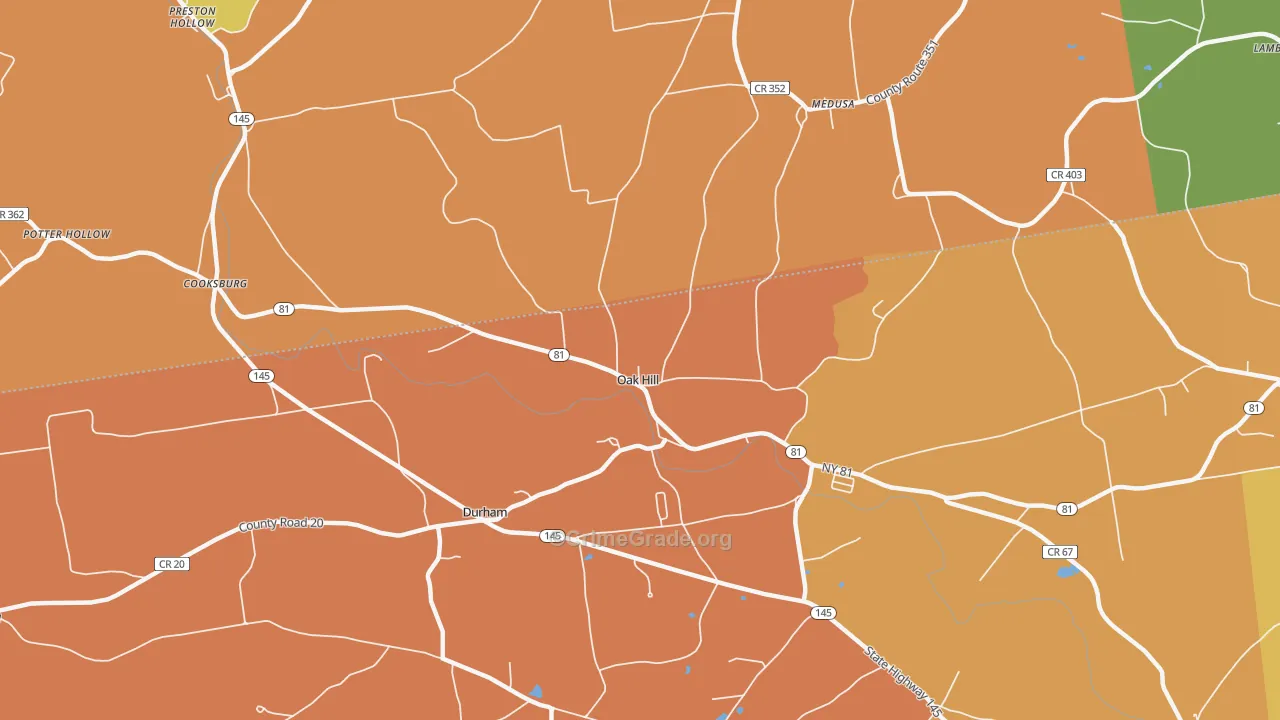 Oak Hill, NY Map of Burglary Rates