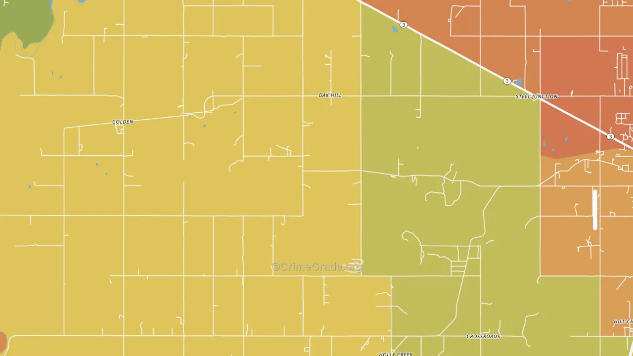 Oak Hill, OK Map of Burglary Rates