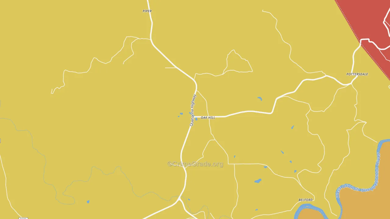Oak Hill, PA Map of Burglary Rates