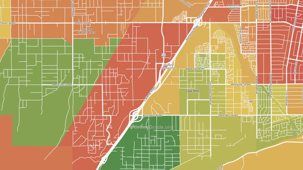Oak Hills, CA Map of Burglary Rates