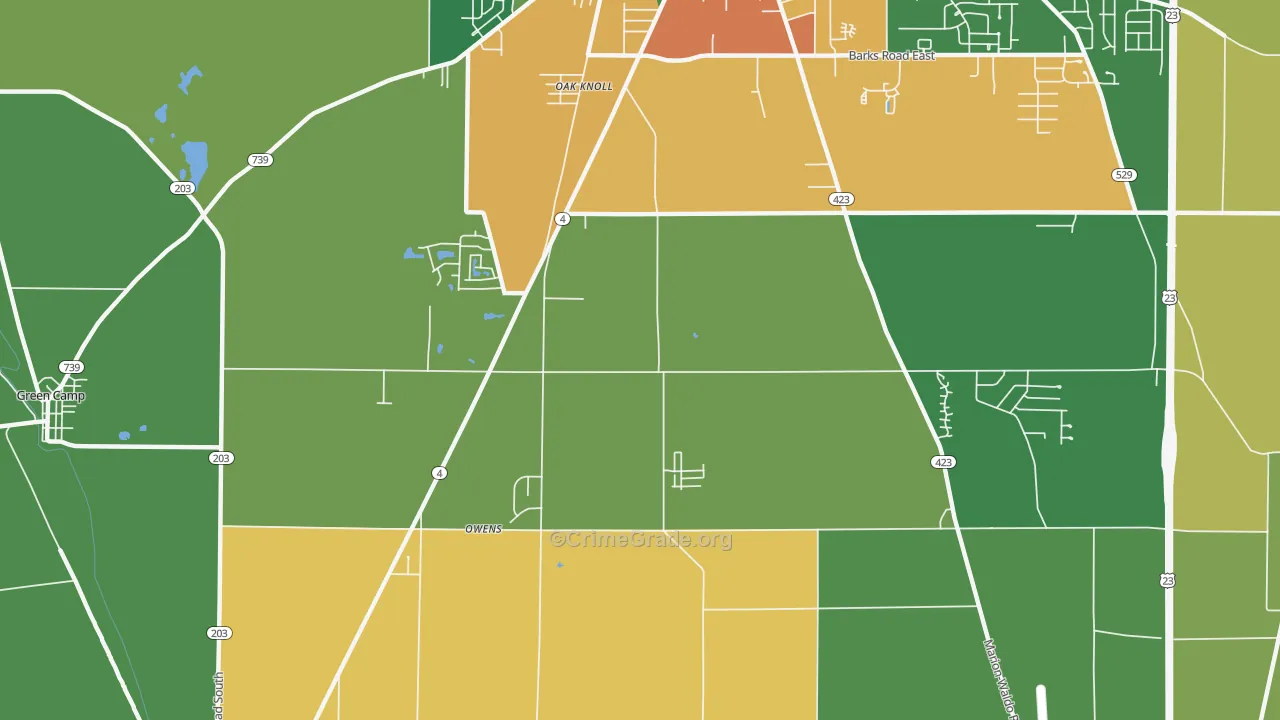 Oak Knoll, OH Map of Burglary Rates