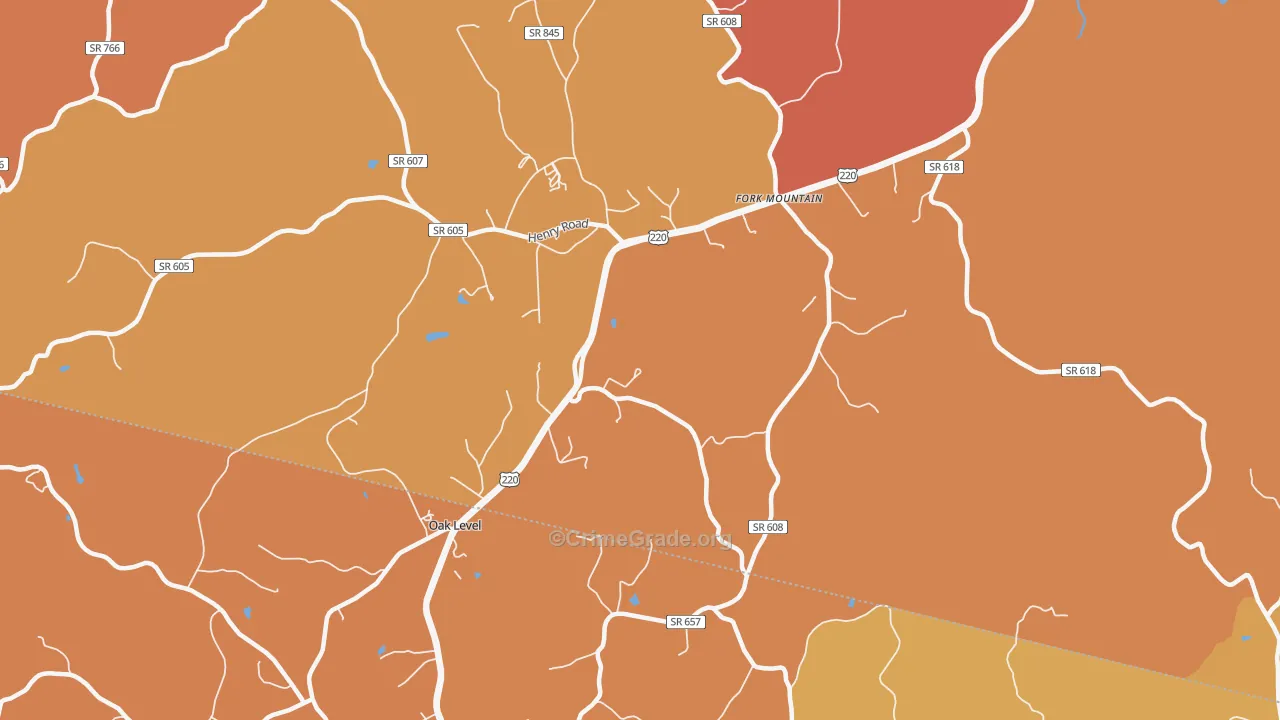 Oak Level, VA Map of Burglary Rates