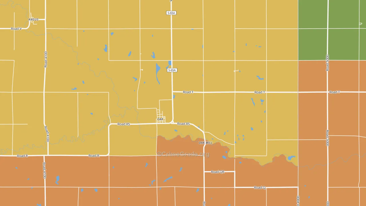 Oak, NE Map of Burglary Rates