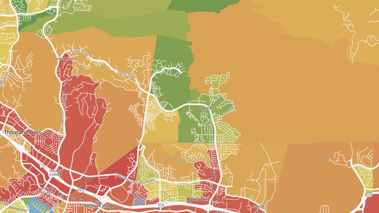 Oak Park, CA Map of Burglary Rates