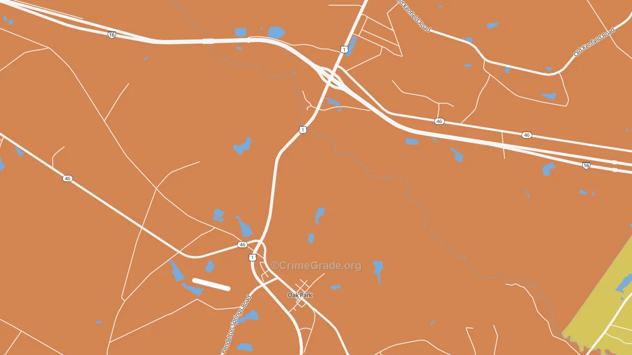 Oak Park, GA Map of Burglary Rates