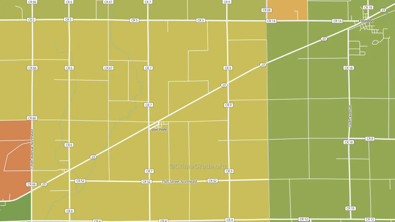 Oak Park, MN Map of Burglary Rates