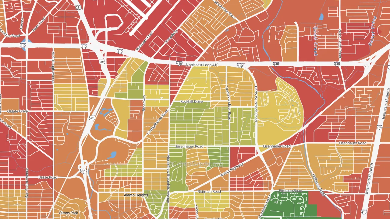 Oak Park-Northwood, San Antonio, TX Map of Burglary Rates