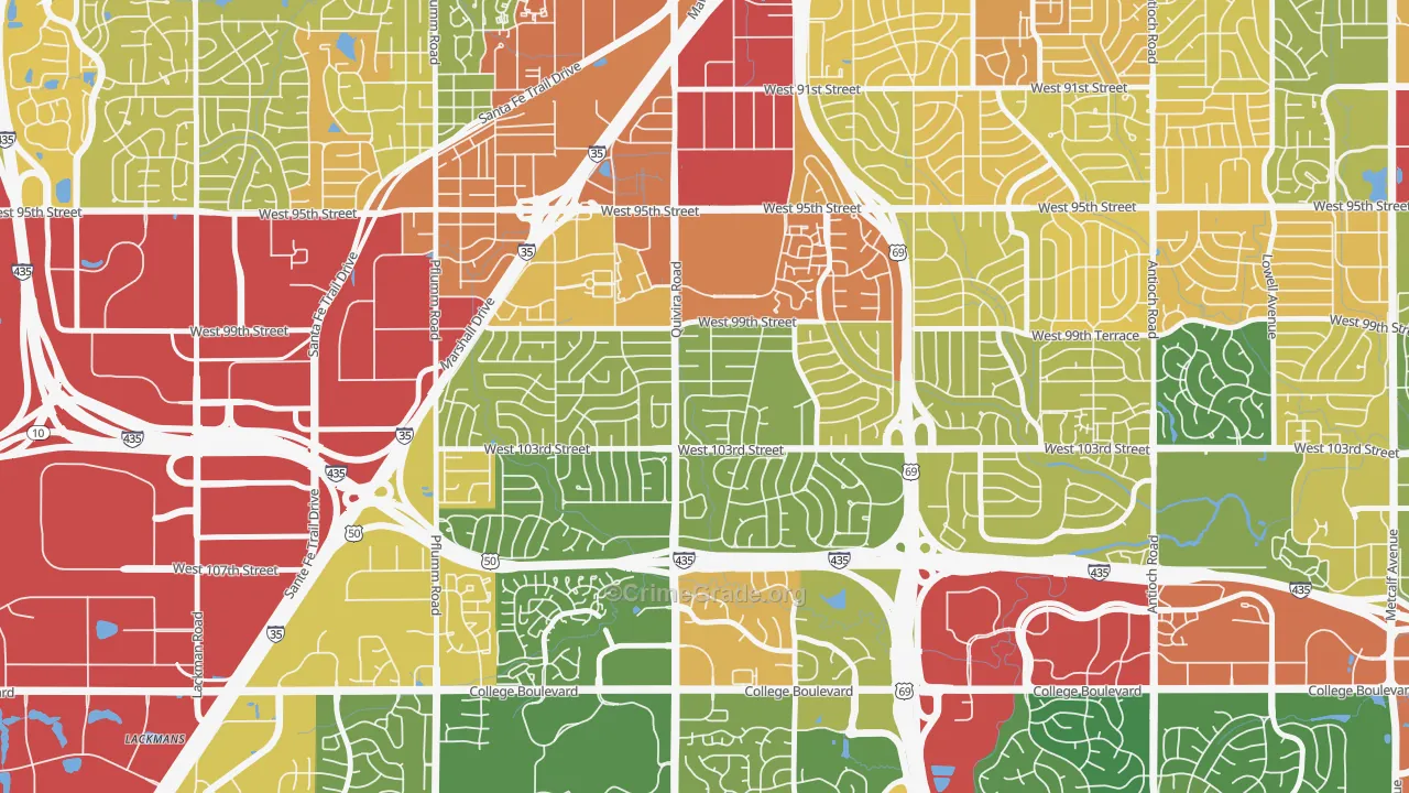 Oak Park, Overland Park, KS Map of Burglary Rates