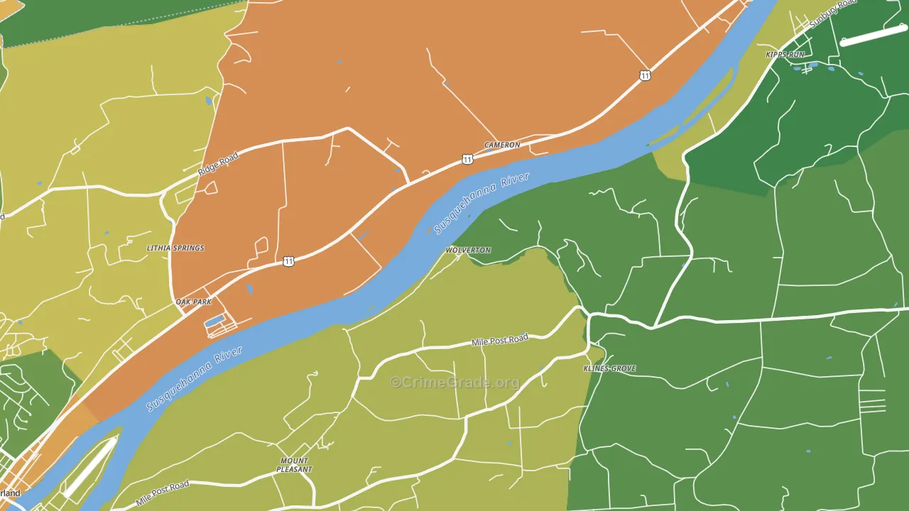 Oak Park, PA Map of Burglary Rates