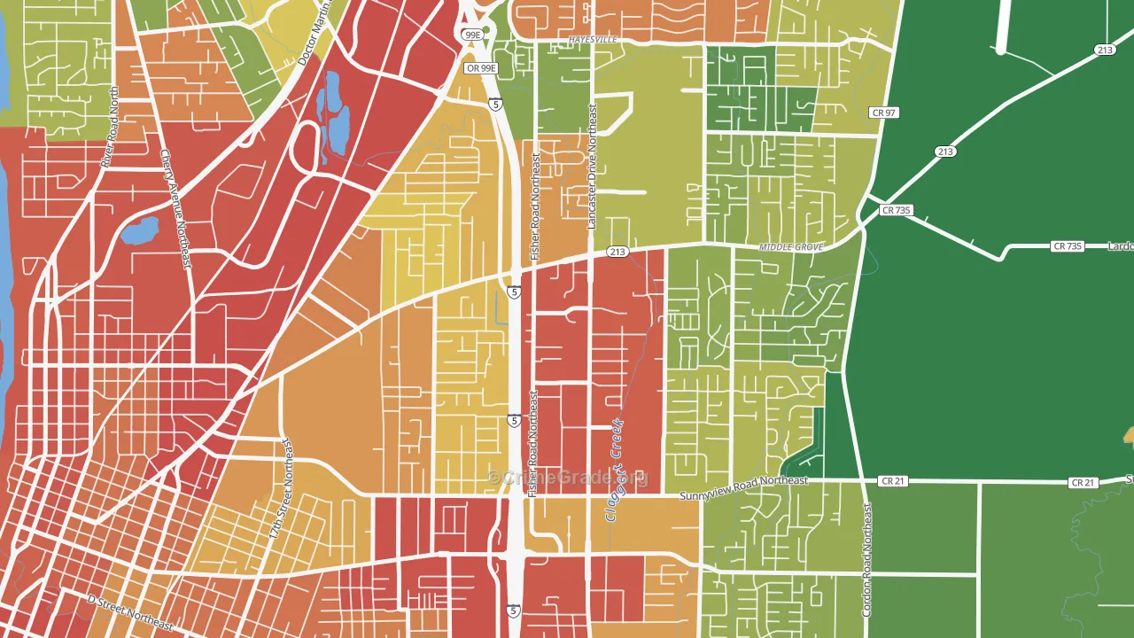Oak Park, Salem, OR Map of Burglary Rates