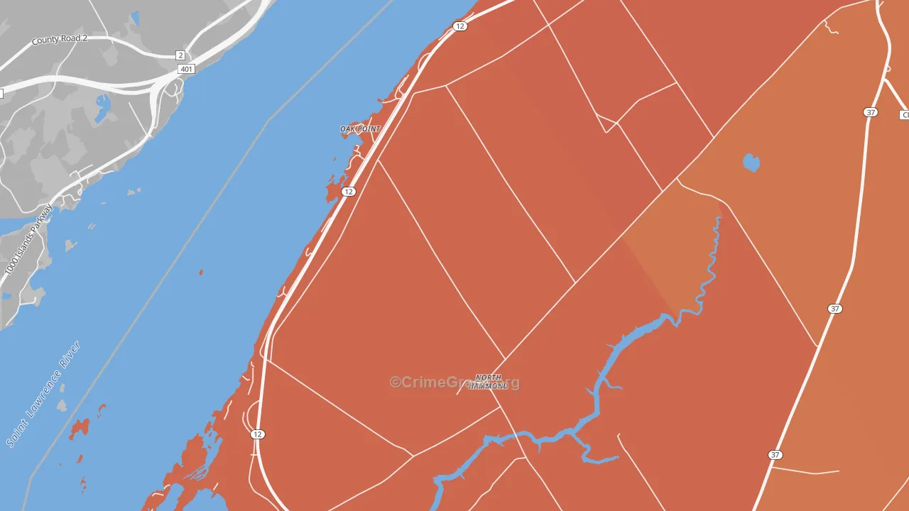 Oak Point, NY Map of Burglary Rates