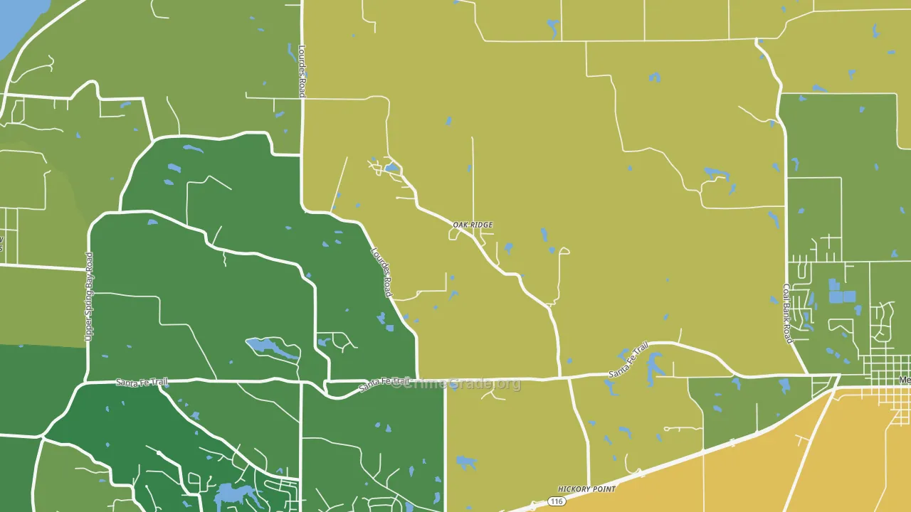 Oak Ridge, IL Map of Burglary Rates
