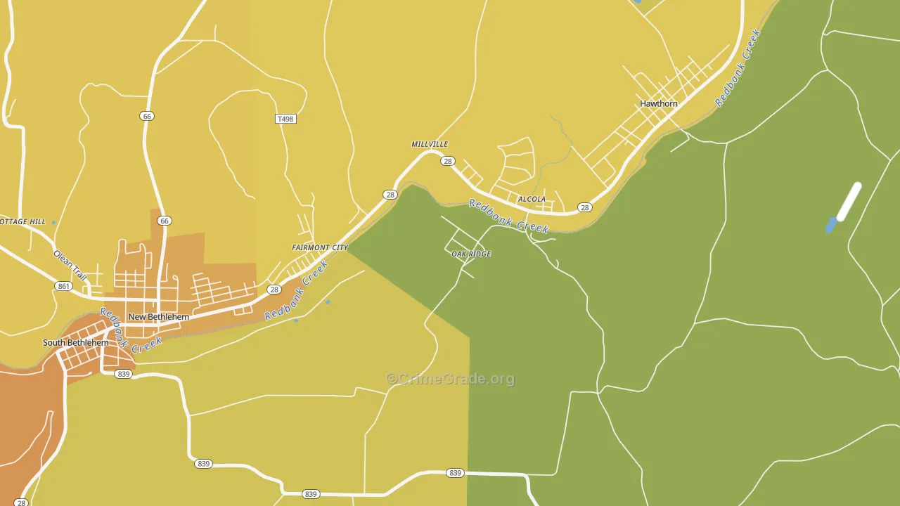 Oak Ridge, PA Map of Burglary Rates