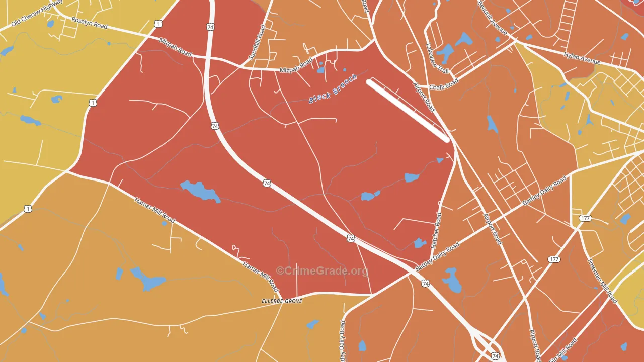 Oak Ridge Park, NC Map of Burglary Rates