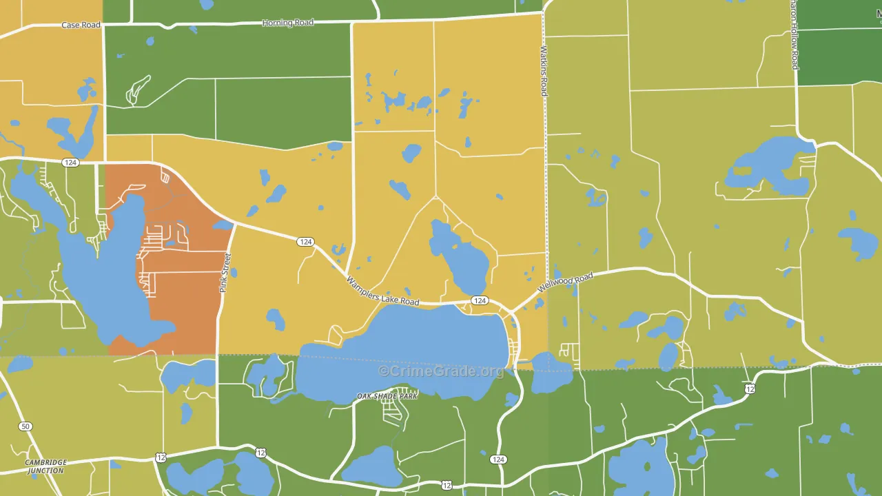 Oak Shade Park, MI Map of Burglary Rates