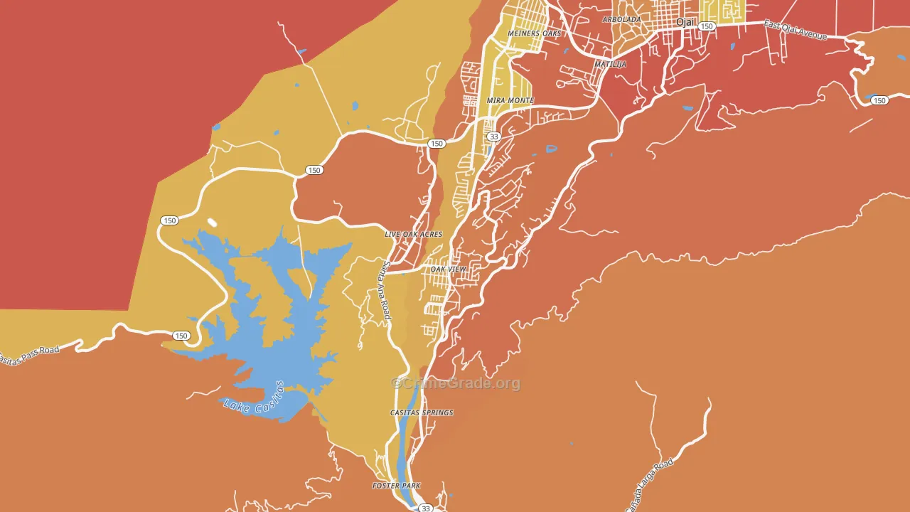 Oak View, CA Map of Burglary Rates