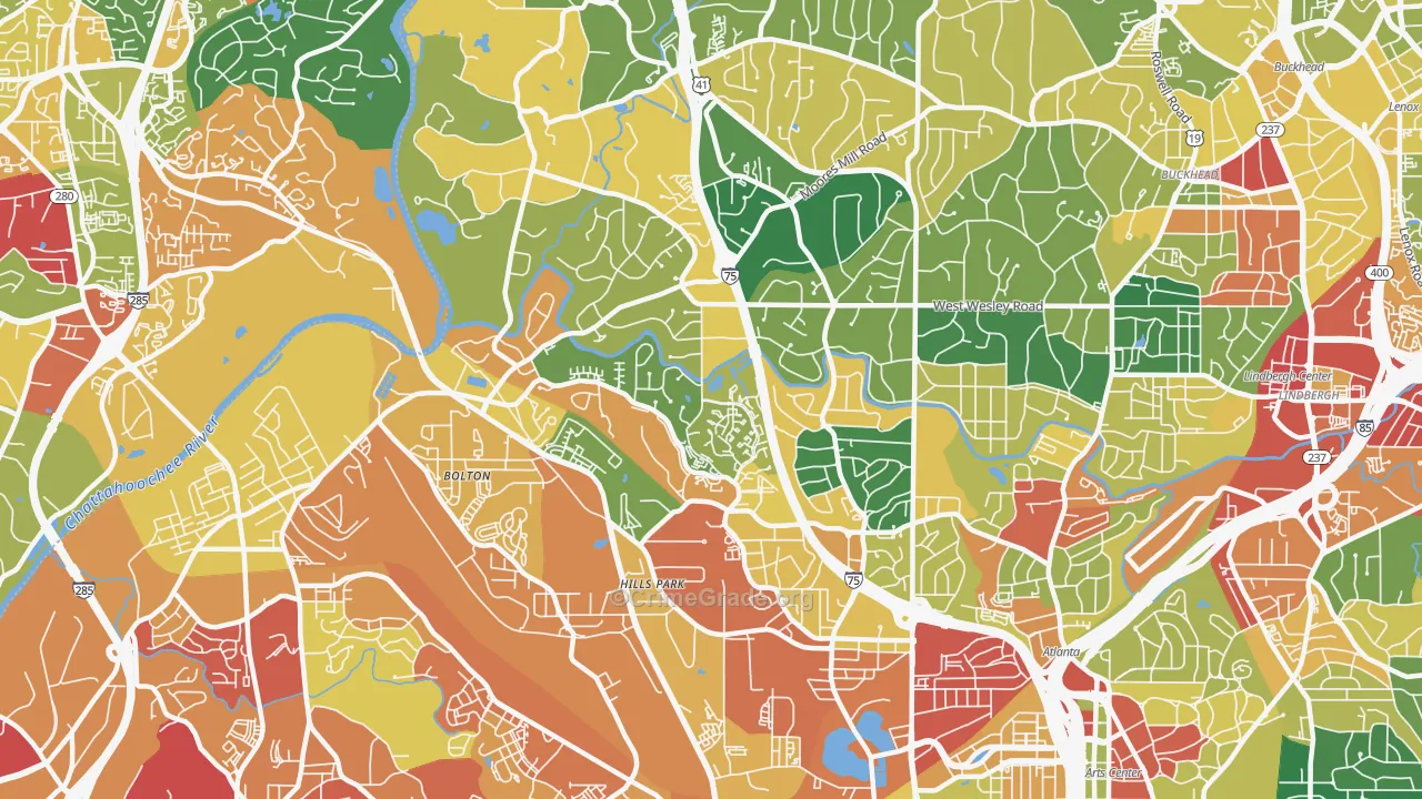 Oakdale, Atlanta, GA Map of Burglary Rates