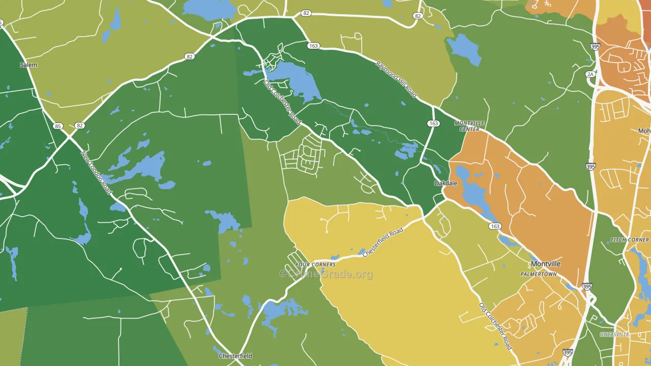 Oakdale, CT Map of Burglary Rates