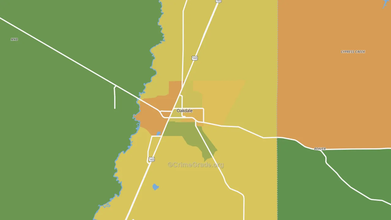 Oakdale, LA Map of Burglary Rates