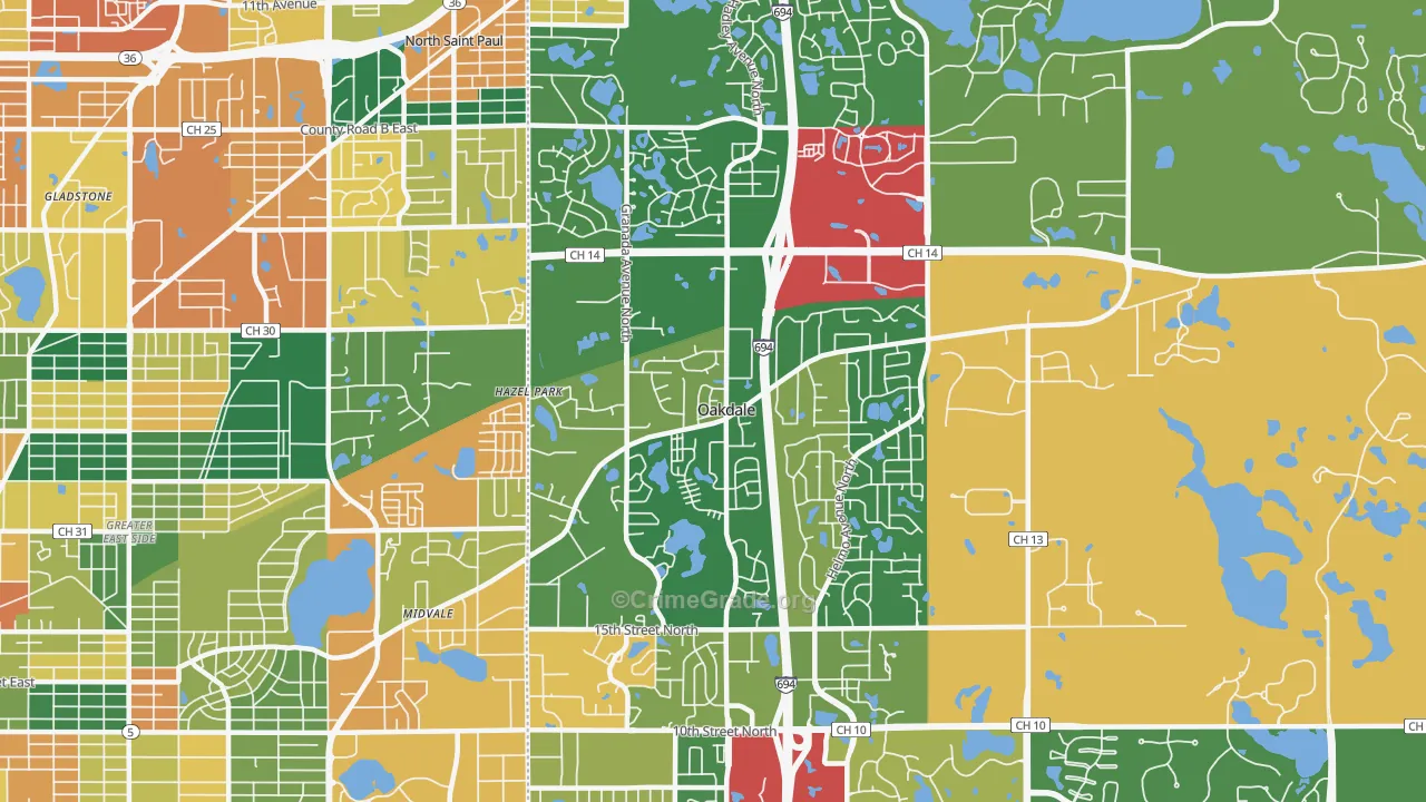 Oakdale, MN Map of Burglary Rates