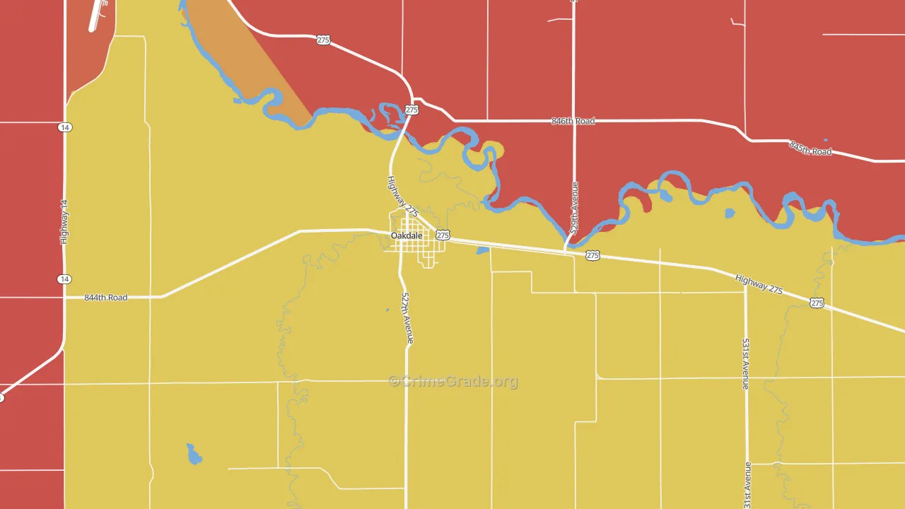 Oakdale, NE Map of Burglary Rates