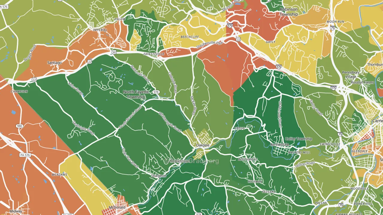 Oakdale, PA Map of Burglary Rates