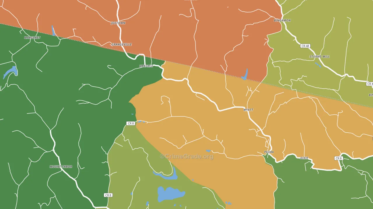 Oakdale, WV Map of Burglary Rates