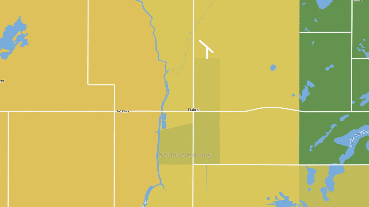 Oakes, ND Map of Burglary Rates