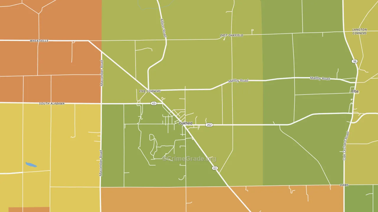 Oakfield, NY Map of Burglary Rates