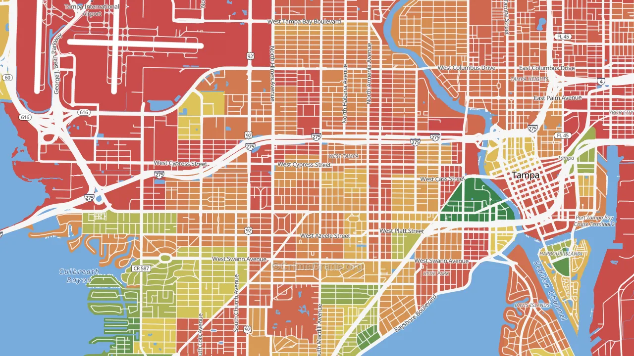 Oakford Park, Tampa, FL Map of Burglary Rates