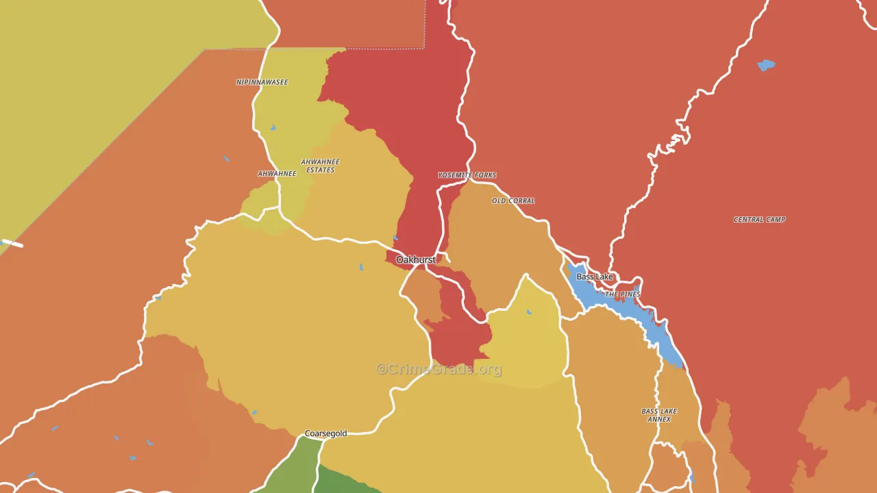 Oakhurst, CA Map of Burglary Rates