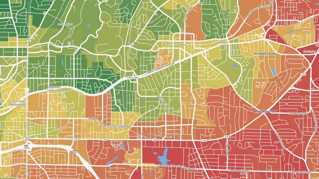 Oakhurst, Decatur, GA Map of Burglary Rates