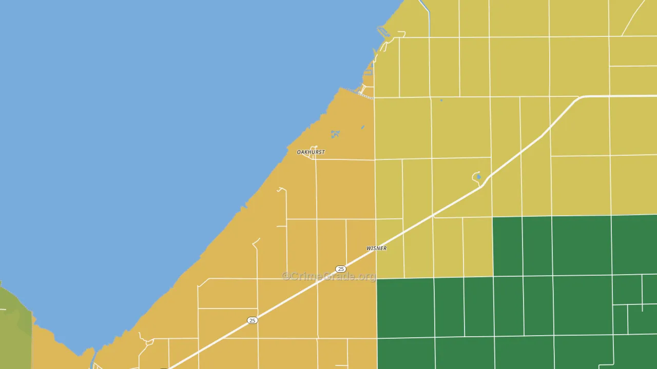 Oakhurst, MI Map of Burglary Rates