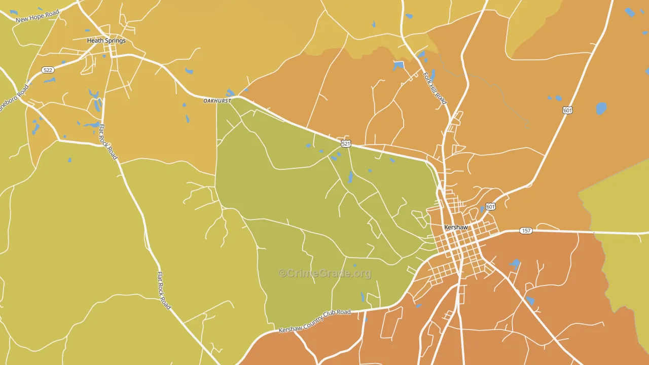 Oakhurst, SC Map of Burglary Rates
