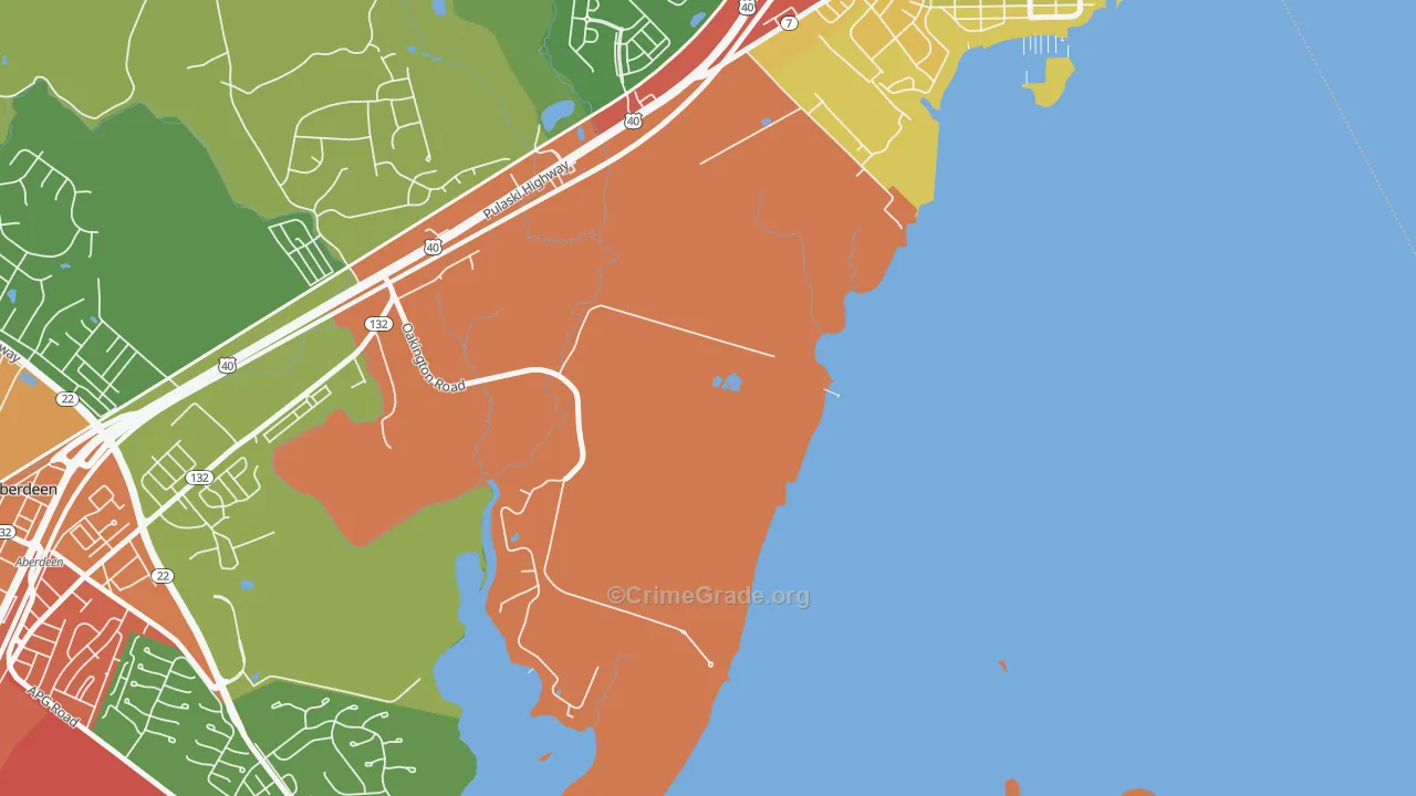 Oakington, MD Map of Burglary Rates