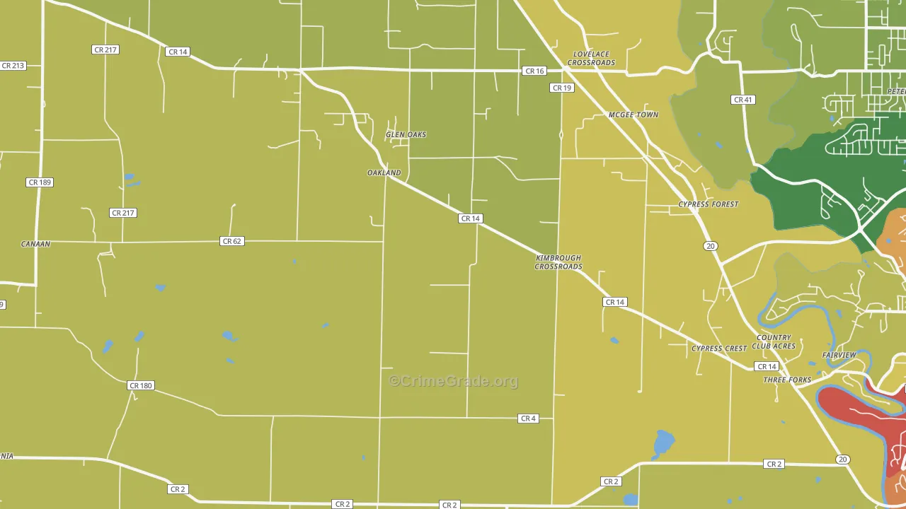 Oakland, AL Map of Burglary Rates