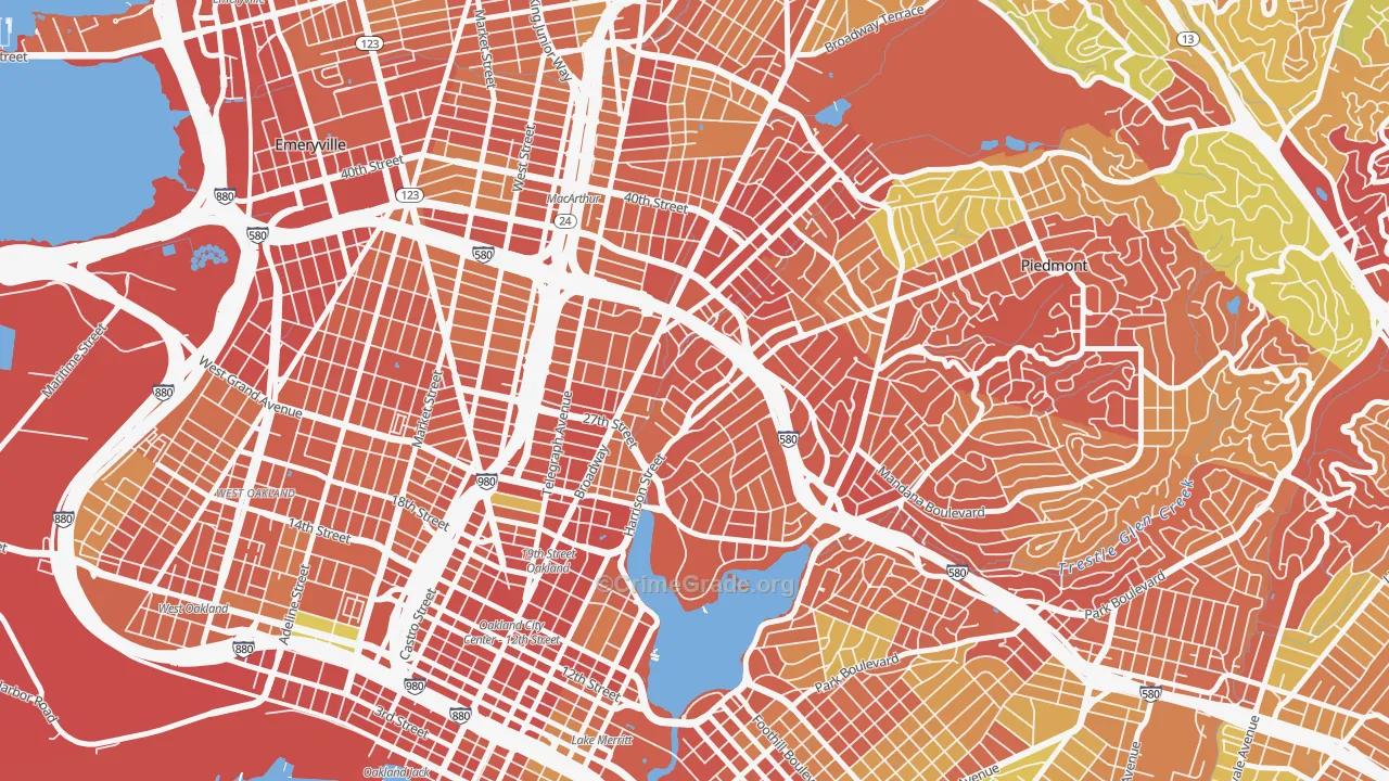 Oakland Ave-Harrison Street, Oakland, CA Map of Burglary Rates
