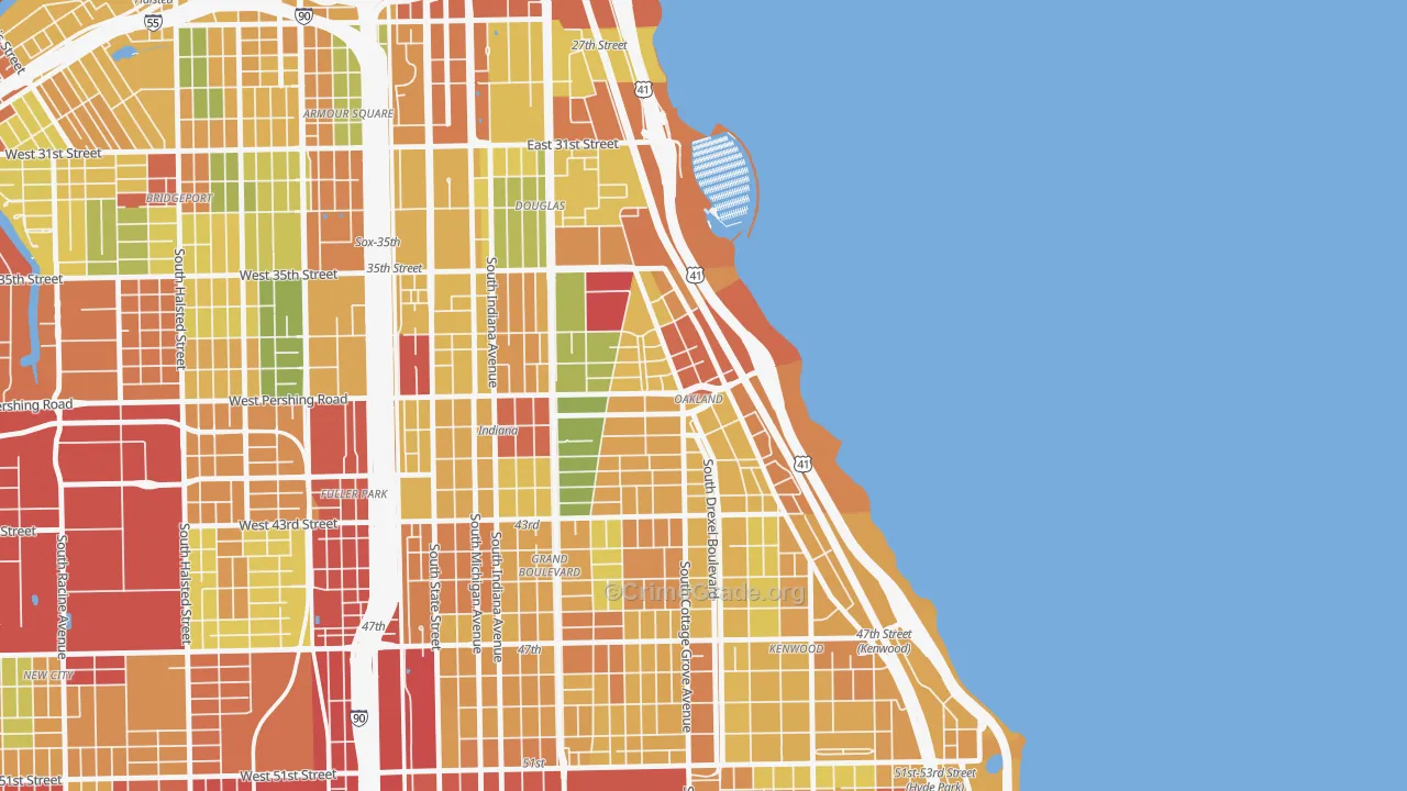 Oakland, Chicago, IL Map of Burglary Rates