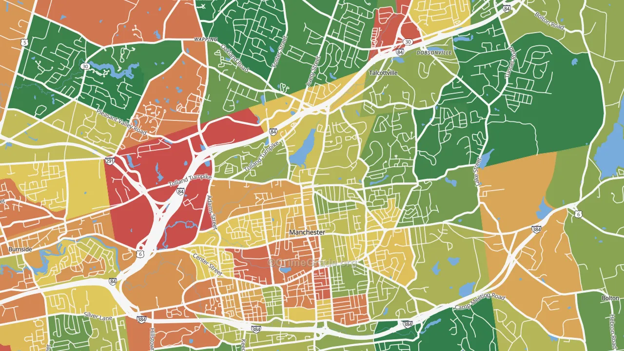Oakland, CT Map of Burglary Rates